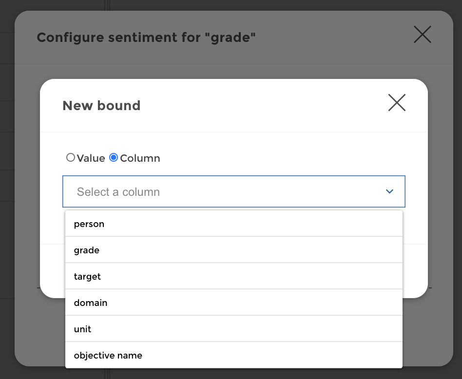 indicating the column “target” as a breakpoint