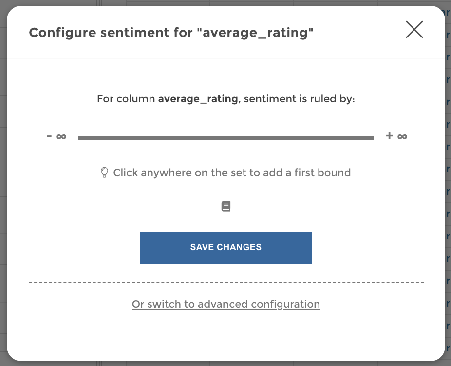 Clicking on Configure sentiment
