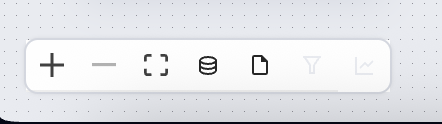 Capture screen that shows the menu bar with options to display /hide datasources, datasets, filters stories /home elements, center and zoom in/out