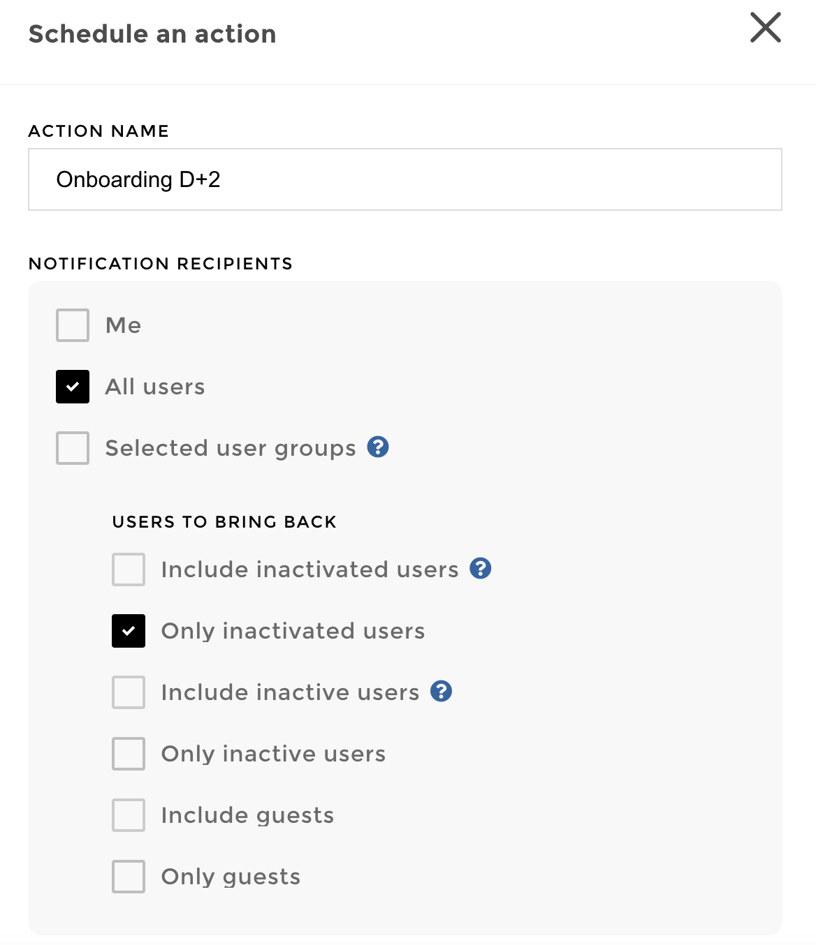 Notifications recipients