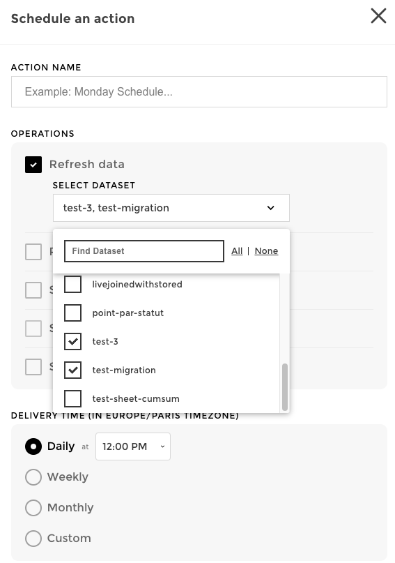 Data Scheduler interface