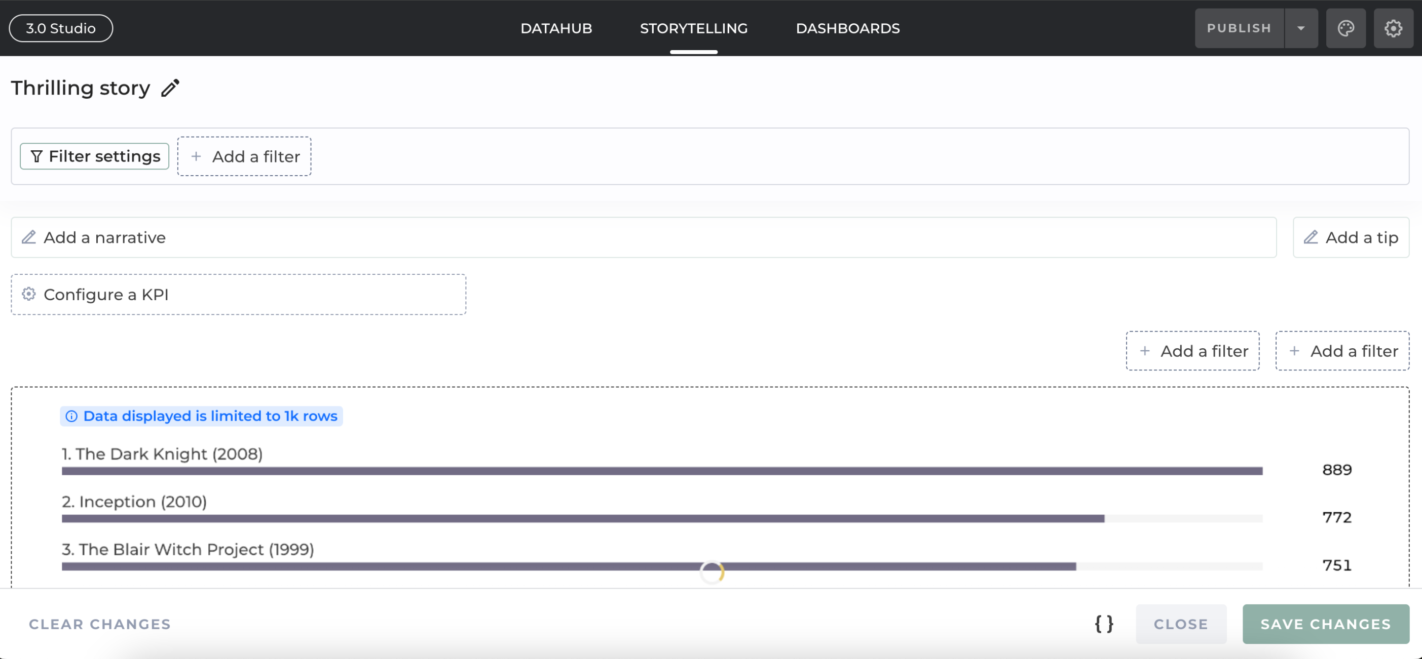 Story in edition with information message